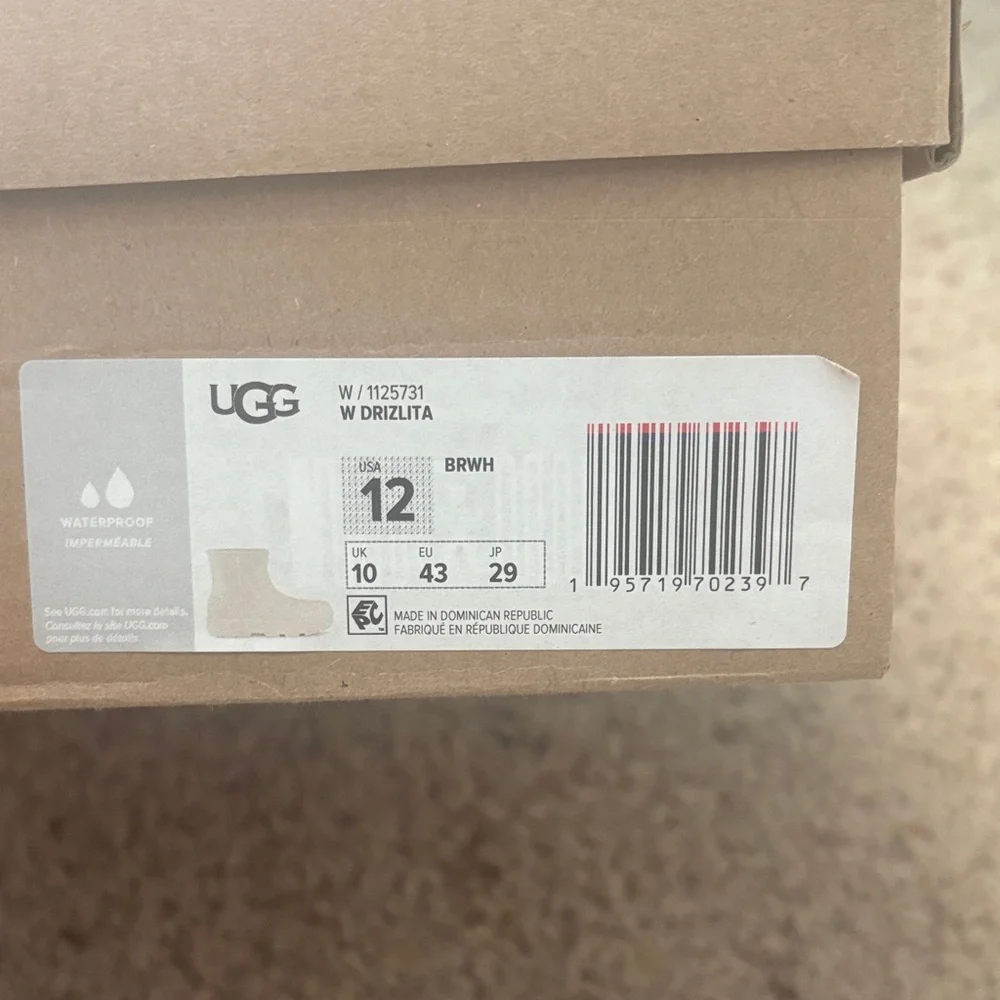 UGG‎ Womens Glossy White Rain Boots Size 12 New in Box